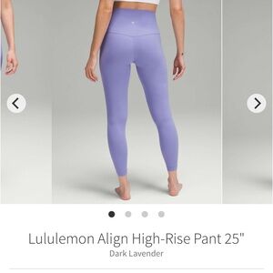 Lululemon Align High Rise Pant 25” Leggings Dark Lavender Purple Size 4